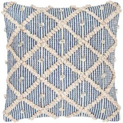 Lindy 20" Square Cottage Off White/Pearl/Beetle Blue/Light Gray/Metallic Silver/Brick Red/Ivory/Blue Outdoor Throw Pillow - Boutique Rugs