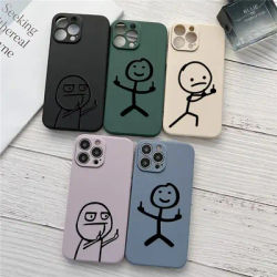 Funny Middle Finger Cute Man Phone Case For iPhone 15 14 13 12 11 Pro Max Mini 7 8 15 Plus SE2 3 Case Liquid Silicone Back Cover