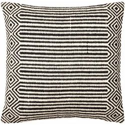 Jonas 20" Square Cotton Ivory/Black Throw Pillow - Boutique Rugs