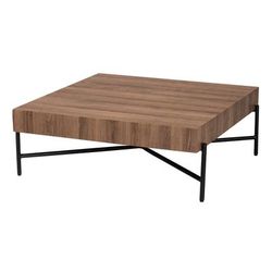 Savion Modern Industrial Walnut Brown Finished Wood And Black Metal Coffee Table by Baxton Studio in Walnut Brown Black