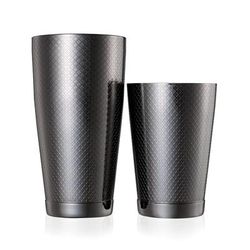 Barfly M37200BK 28 oz & 18 oz Diamond Lattice Stainless Bar Cocktail Shaker Set, Black
