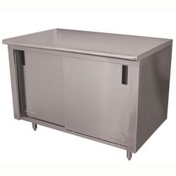 Advance Tabco CB-SS-306M 72" Enclosed Work Table w/ Sliding Doors & Midshelf, 30"D, Stainless Steel