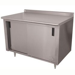 Advance Tabco CF-SS-364 48" Enclosed Work Table w/ Sliding Doors & 1 1/2" Backsplash, 36"D, Stainless Steel