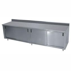 Advance Tabco CK-SS-248M 96" Enclosed Work Table w/ Sliding Doors & Midshelf, 5" Backsplash, 24"D, Stainless Steel