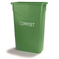 Carlisle 342023CMP09 Trimline 23 gallon Commercial Trash Can - Plastic, Rectangular, Built-in Handles, Green