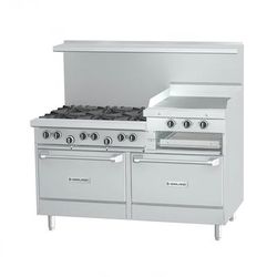 Garland U60-6R24RR NG 60" 6 Burner Commercial Gas Range w/ Griddle/Broiler & 2 Standard Ovens, Natural Gas, Stainless Steel, Gas Type: NG