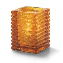 Hollowick 1511AJ Horizontal Rib Glass Block Lamp, 4 1/8" H x 2 7/8" W, Amber Jewel, Yellow