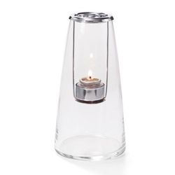 Hollowick 1608C Lighthouse Lamp w/ Hanging Tealight Holder, 4x8 1/4", Hand Blown Glass, Clear