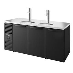 True TDR72-RISZ1-L-B-SSS-1 72" Kegerator Commercial Beer Dispenser w/ 3 Keg Capacity - 3 Columns, Black, 120v, 2 Beer Columns | True Refrigeration