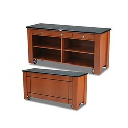 Forbes Industries 5986 Waiter's Station w/ 3 Drawers & 3 Shelves - Avonite Top, Wood Cabinet, Brown