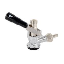 Micro Matic 7485BB "D" System Beer Keg Couple w/ Black Lever Handle - Chrome Plated Brass Body