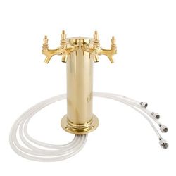 Micro Matic DS-244-PVD Countertop Column Draft Beer Tower w/ 4 Faucets - Air Cooled, Stainless Steel