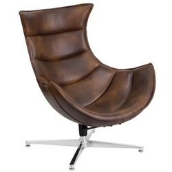 Flash Furniture ZB-39-GG Retro Swivel Cocoon Arm Chair - LeatherSoft Upholstery, Bomber Jacket Brown