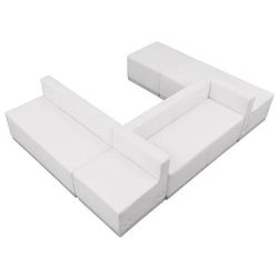Flash Furniture ZB-803-510-SET-WH-GG 6 Piece Modular Reception Sofa Set - LeatherSoft Upholstery, White