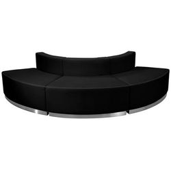Flash Furniture ZB-803-800-SET-BK-GG 3 Piece Modular Reception Sofa Set - LeatherSoft Upholstery, Black