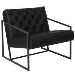 Flash Furniture ZB-8522-BK-GG Lounge Chair - Black LeatherSoft Upholstery, Gray Metal Frame
