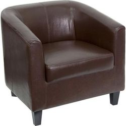 Flash Furniture BT-873-BN-GG Reception Arm Chair - Brown LeatherSoft Upholstery, Black Wood Legs