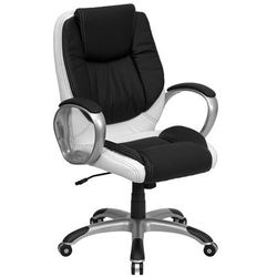 Flash Furniture CH-CX0217M-GG Swivel Office Chair w/ Mid Back - Black/White LeatherSoft Upholstery