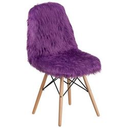 Flash Furniture DL-15-GG Accent Side Chair - Purple Shaggy Fur Upholstery, Wood Legs