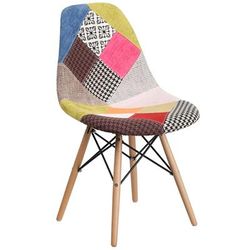 Flash Furniture FH-130-DCV1-D-GG Accent Side Chair - Milan Patchwork Fabric Upholstery, Wood Base