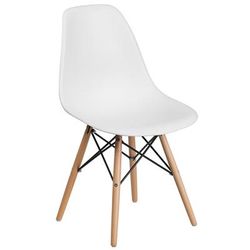 Flash Furniture FH-130-DPP-WH-GG Accent Side Chair - White Plastic Seat, Wood Base