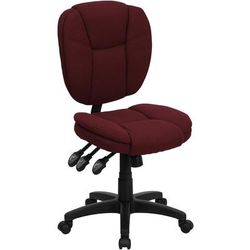Flash Furniture GO-930F-BY-GG Swivel Office Chair w/ Mid Back - Burgundy Fabric Upholstery, Black