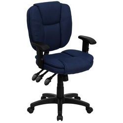 Flash Furniture GO-930F-NVY-ARMS-GG Swivel Office Arm Chair w/ Mid Back - Navy Blue Polyester Upholstery