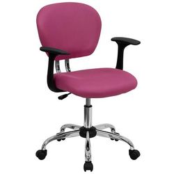 Flash Furniture H-2376-F-PINK-ARMS-GG Swivel Office Arm Chair w/ Mid Back - Pink Mesh Back & Seat, Chrome