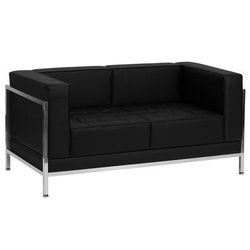 Flash Furniture ZB-IMAG-LS-GG Modular Loveseat w/ Black LeatherSoft Upholstery, Stainless Legs