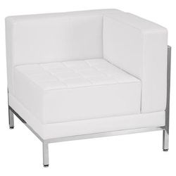 Flash Furniture ZB-IMAG-RIGHT-CORNER-WH-GG Hercules Imagination Modular Right Corner Chair - White LeatherSoft Upholstery, Stainless Legs