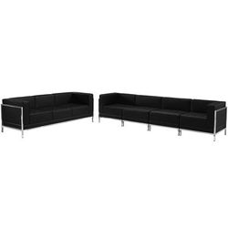 Flash Furniture ZB-IMAG-SET17-GG 5 Piece Sofa Set - Black LeatherSoft Upholstery, Stainless Steel Legs