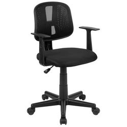 Flash Furniture LF-134-A-BK-GG Swivel Office Chair w/ Black Mesh Back & Padded Seat - Black Base w/ Casters