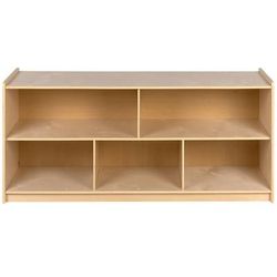 Flash Furniture MK-STRG006-GG 5 Section Classroom Storage Cabinet - 48"W x 15"D x 24"H, Wood, Natural Finish