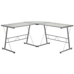 Flash Furniture NAN-CD-22181-GG Corner Computer Desk w/ Clear Glass Top & Silver Metal Frame - 83 1/2"W x 48"D x 29"H