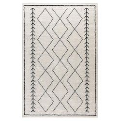 Flash Furniture RC-MS-202012-01-57-GG Rectangular Shag Area Rug w/ Geometric Pattern - 5' x 7', Polyester, Ivory, White