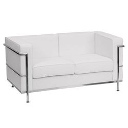 Flash Furniture ZB-REGAL-810-2-LS-WH-GG Loveseat w/ White LeatherSoft Upholstery, Stainless Legs