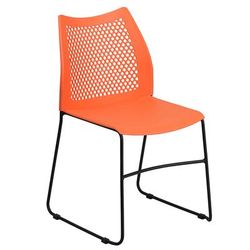 Flash Furniture RUT-498A-ORANGE-GG Stacking Chair w/ Orange Plastic Seat & Black Metal Frame