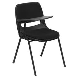 Flash Furniture RUT-EO1-01-PAD-RTAB-GG Ergonomic Shell Chair w/ Right Hand Tablet Arm - Black Padded Seat, Black Metal Frame