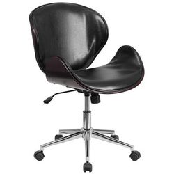 Flash Furniture SD-SDM-2240-5-MAH-BK-GG Swivel Conference Chair w/ Mid Back - Mahogany Back w/ Black LeatherSoft Upholstery