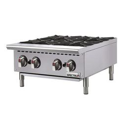 Winco NGHP-4 24" Gas Hotplate w/ 4 Burners & Manual Controls, Convertible, Stainless Steel, Gas Type: LP