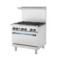 Turbo Air TAR-6 NG 36" 6 Burner Commercial Gas Range w/ Standard Oven, Natural Gas, Radiance Series, Stainless Steel, Gas Type: NG
