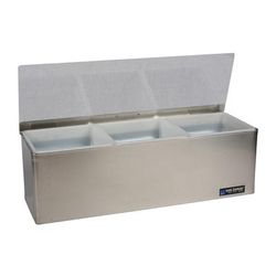 San Jamar B6183L 3 Compartment Bar Garnish Tray - Flat Hinged Lid, Silver