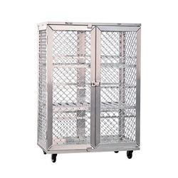 New Age 97621 49" Mobile Security Cage, 26 3/4"D, 3 Shelves, Welded Aluminum, Silver