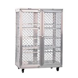 New Age 97621 49" Mobile Security Cage - 26 3/4"W, Aluminum, 3 Shelves, Welded Aluminum, Silver