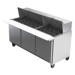 Beverage Air SPE72HC-30M 72" Sandwich/Salad Prep Table w/ Refrigerated Base, 115v, 30 Sixth-Size Pans, 10" Cutting Board, Stainless Steel