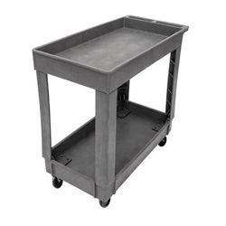 Lakeside 2521 2 Level Plastic Utility Cart w/ 500 lb Capacity - Raised Ledges, Gray
