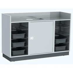 Lakeside 4615 70"L Metal Bus Cart w/ 5 Levels, Stainless, Mobile, 70" x 28" x 46-1/4", Silver