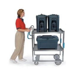Lakeside 5930 2 Level Stainless Utility Cart w/ 700 lb Capacity, Raised Ledges, Silver