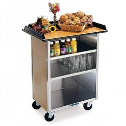 Lakeside 636 LMAP 30 1/4" Stainless Beverage Service Cart, 21"D x 38 5/16"H, Wood, Light Maple, Brown