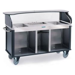 Lakeside 682-20 BLK Serv'n Express Kiosk Type Food Cart w/ Enclosed Cabinet, 77 1/4"L x 28 1/4"W x 52 1/2"H, Black